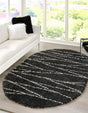 Black and White 7' 10 x 10' Serenity Shag Oval Area Rug Thick Soft Touch Fluffy & Plush Shaggy Pile