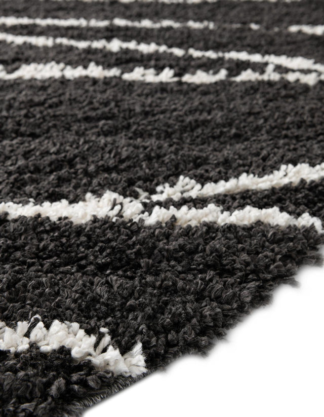 Black and White 5' 3 x 8' Serenity Shag Oval Area Rug Thick Soft Touch Fluffy & Plush Shaggy Pile Carpet for Living Rooms, Kitchen, Bedrooms, Office, Dorms for Sale at Rug Engine