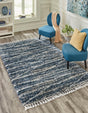 Blue 5' 3 x 8' Serenity Shag Rectangle Area Rug Thick Soft Touch Fluffy & Plush Shaggy Pile