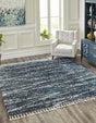 Blue 7' 10 x 7' 10 Serenity Shag Square Area Rug Thick Soft Touch Fluffy & Plush Shaggy Pile