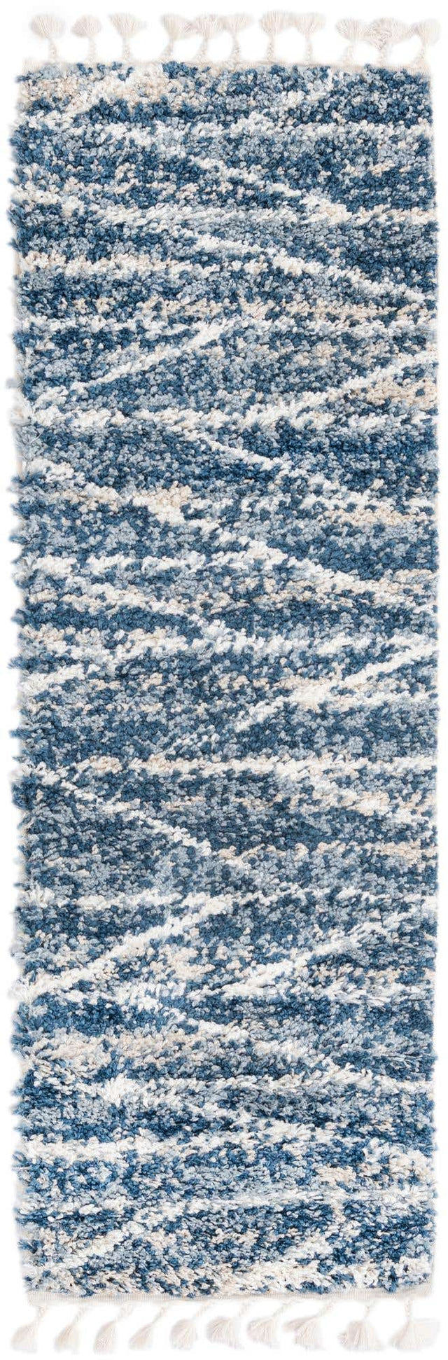 Blue 2' x 6' Serenity Shag Runner Area Rug Thick Soft Touch Fluffy & Plush Shaggy Pile Carpet for Living Rooms, Kitchen, Bedrooms, Office, Dorms for Sale at Rug Engine