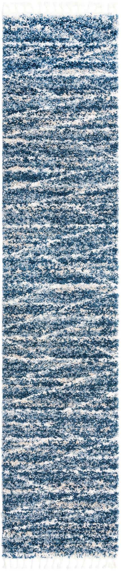 Blue 2' 7 x 12' Serenity Shag Runner Area Rug Thick Soft Touch Fluffy & Plush Shaggy Pile Carpet for Living Rooms, Kitchen, Bedrooms, Office, Dorms for Sale at Rug Engine