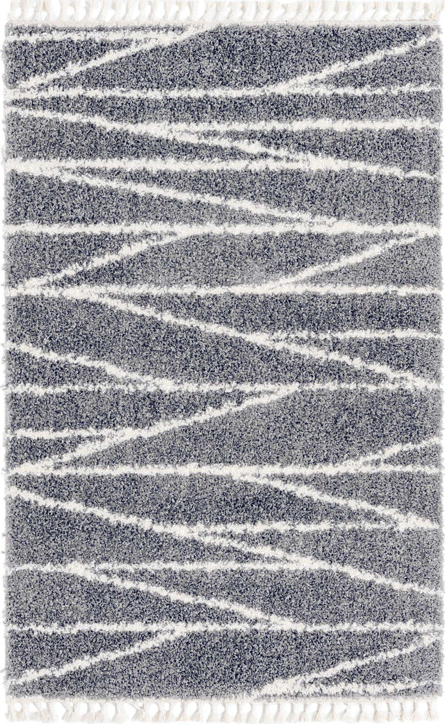 Gray 5' 3 x 8' Serenity Shag Rectangle Area Rug Thick Soft Touch Fluffy & Plush Shaggy Pile Carpet for Living Rooms, Kitchen, Bedrooms, Office, Dorms for Sale at Rug Engine