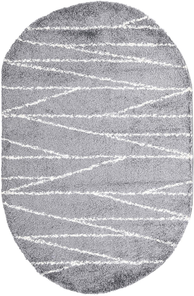 Gray 5' 3 x 8' Serenity Shag Oval Area Rug Thick Soft Touch Fluffy & Plush Shaggy Pile Carpet for Living Rooms, Kitchen, Bedrooms, Office, Dorms for Sale at Rug Engine