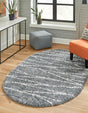Gray 5' 3 x 8' Serenity Shag Oval Area Rug Thick Soft Touch Fluffy & Plush Shaggy Pile