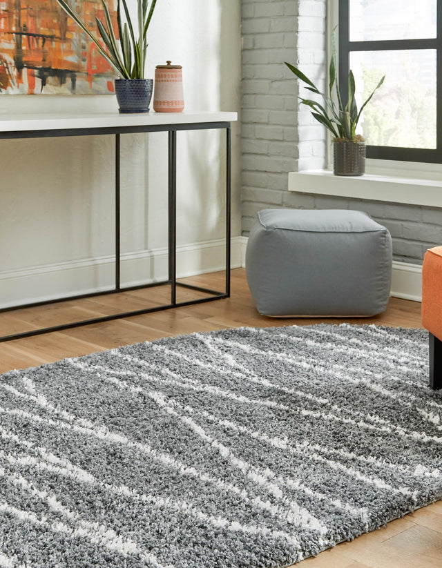 Gray 5' 3 x 8' Serenity Shag Oval Area Rug Thick Soft Touch Fluffy & Plush Shaggy Pile Carpet for Living Rooms, Kitchen, Bedrooms, Office, Dorms for Sale at Rug Engine