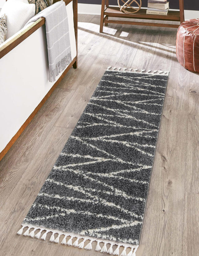 Gray 2' 7 x 12' Serenity Shag Runner Area Rug Thick Soft Touch Fluffy & Plush Shaggy Pile Carpet for Living Rooms, Kitchen, Bedrooms, Office, Dorms for Sale at Rug Engine