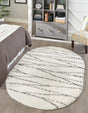 White 7' 10 x 10' Serenity Shag Oval Area Rug Thick Soft Touch Fluffy & Plush Shaggy Pile