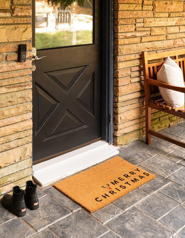 Seasonal Festive Natural 1' 6 x 2' 6 Doormat Entryway Porch Patio Deck Outdoor Area Rug 100% Coir With Vinyl Backing Carpet Mat for Outside Entryways for Sale at Rug Engine