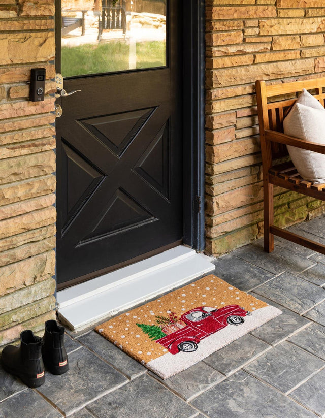 Seasonal Festive Multicolor 1' 6 x 2' 6 Doormat Entryway Porch Patio Deck Outdoor Area Rug 100% Coir With Vinyl Backing Carpet Mat for Outside Entryways for Sale at Rug Engine