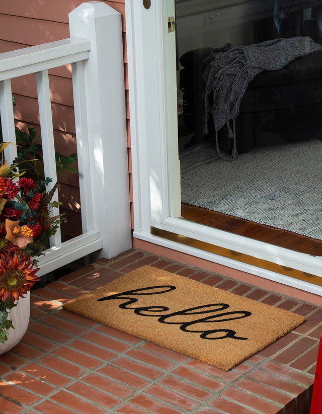 Natural 1' 6 x 2' 6 Doormat Entryway Porch Patio Deck Outdoor Area Rug 100% Coir With Vinyl Backing Carpet Mat for Outside Entryways for Sale at Rug Engine