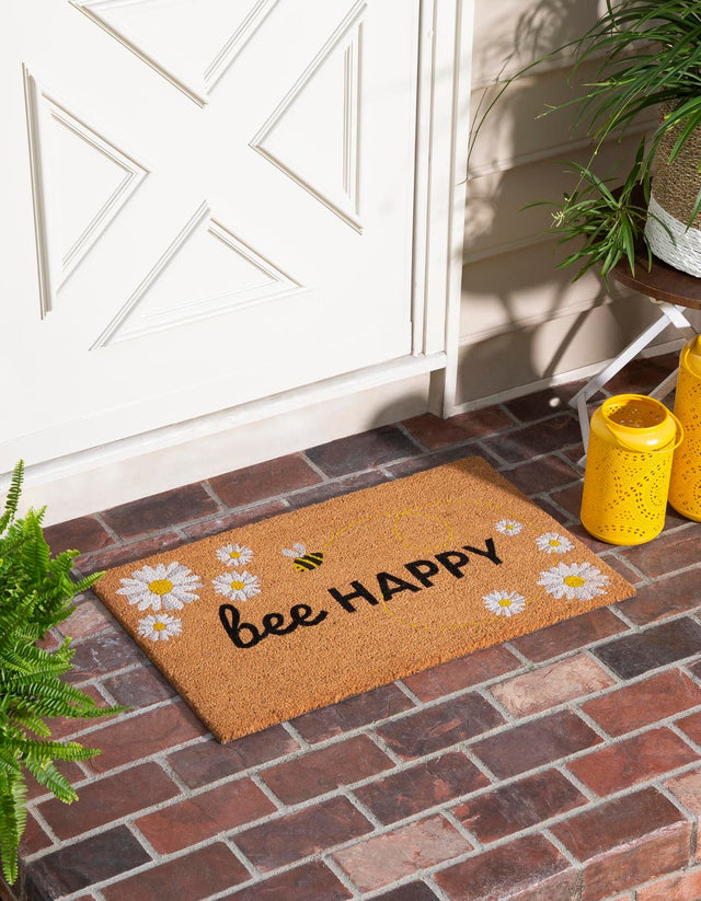 Natural 1' 6 x 2' 6 Doormat Entryway Porch Patio Deck Outdoor Area Rug 100% Coir With Vinyl Backing Carpet Mat for Outside Entryways for Sale at Rug Engine