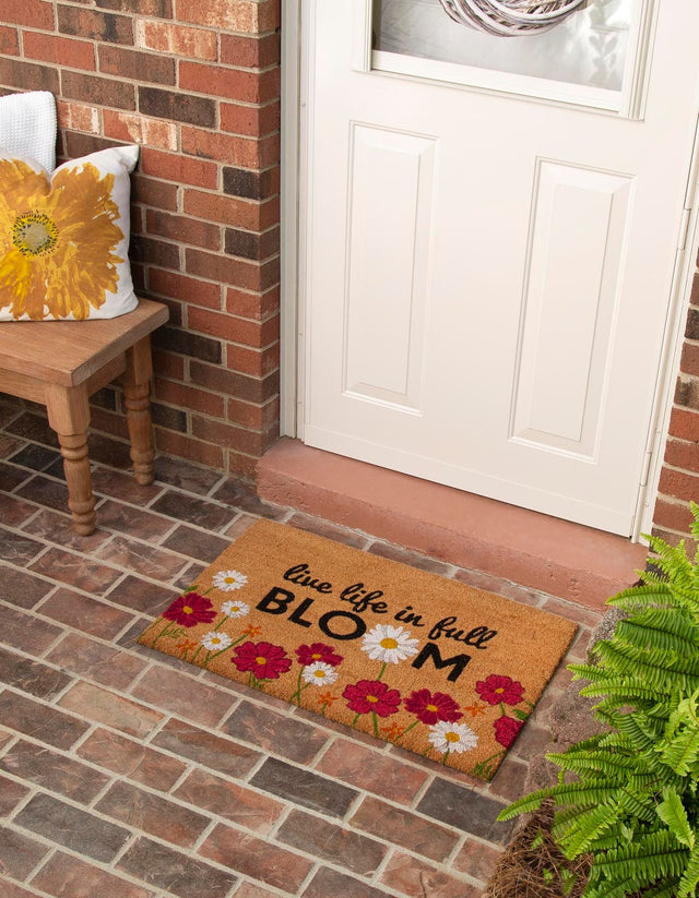Seasonal Festive Natural 1' 6 x 2' 6 Doormat Entryway Porch Patio Deck Outdoor Area Rug 100% Coir With Vinyl Backing Carpet Mat for Outside Entryways for Sale at Rug Engine