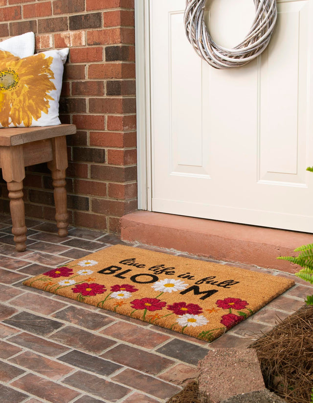 Seasonal Festive Natural 1' 6 x 2' 6 Doormat Entryway Porch Patio Deck Outdoor Area Rug 100% Coir With Vinyl Backing Carpet Mat for Outside Entryways for Sale at Rug Engine