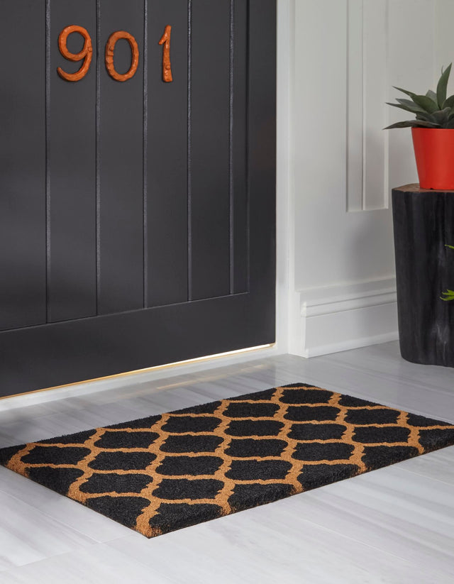 Black 1' 6 x 2' 6 Doormat Entryway Porch Patio Deck Outdoor Area Rug 100% Coir With Vinyl Backing Carpet Mat for Outside Entryways for Sale at Rug Engine