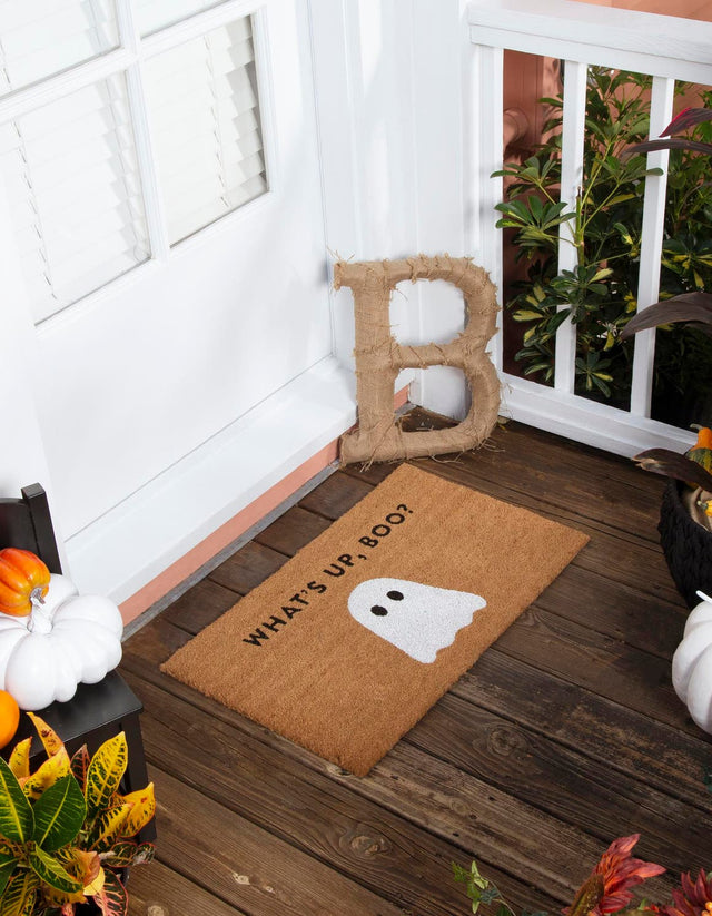 Seasonal Festive Natural 1' 6 x 2' 6 Doormat Entryway Porch Patio Deck Outdoor Area Rug 100% Coir With Vinyl Backing Carpet Mat for Outside Entryways for Sale at Rug Engine