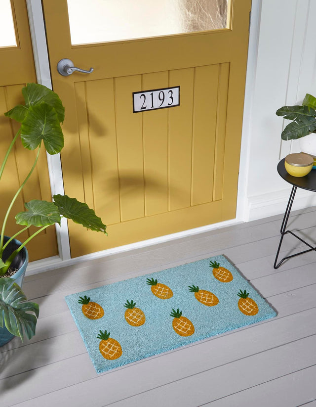 Turquoise 1' 6 x 2' 6 Doormat Entryway Porch Patio Deck Outdoor Area Rug 100% Coir With Vinyl Backing Carpet Mat for Outside Entryways for Sale at Rug Engine