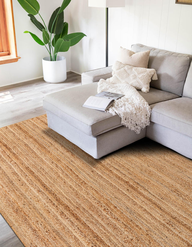 Natural 6' 1 x 9' Braided Jute Luxe Rectangle Area Rug 100% Jute Hand Braided Luxury Natural Eco-Friendly Boho Style Carpet for Living Rooms Dining Office Space Dorms for Sale at Rug Engine