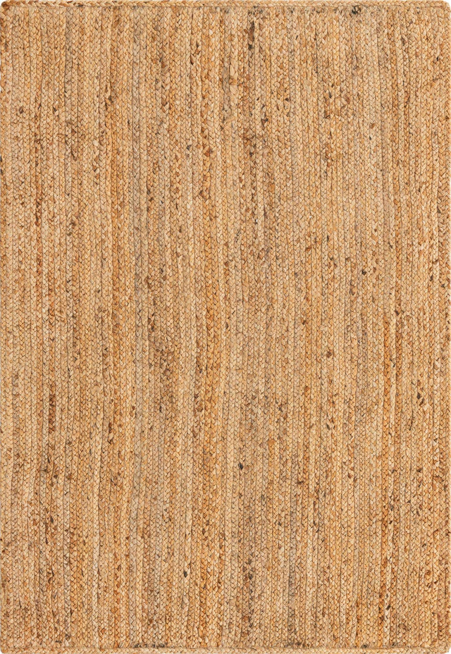 Natural 4' 1 x 6' 1 Braided Jute Luxe Rectangle Area Rug 100% Jute Hand Braided Luxury Natural Eco-Friendly Boho Style Carpet for Living Rooms Dining Office Space Dorms for Sale at Rug Engine