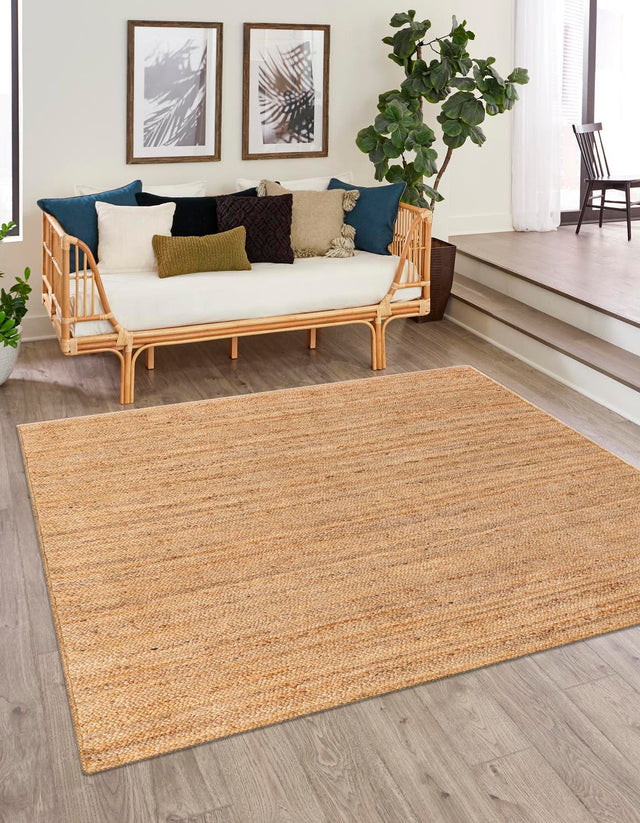 Natural 7' 10 x 7' 10 Braided Jute Luxe Square Area Rug 100% Jute Hand Braided Luxury Natural Eco-Friendly Boho Style Carpet for Living Rooms Dining Office Space Dorms for Sale at Rug Engine