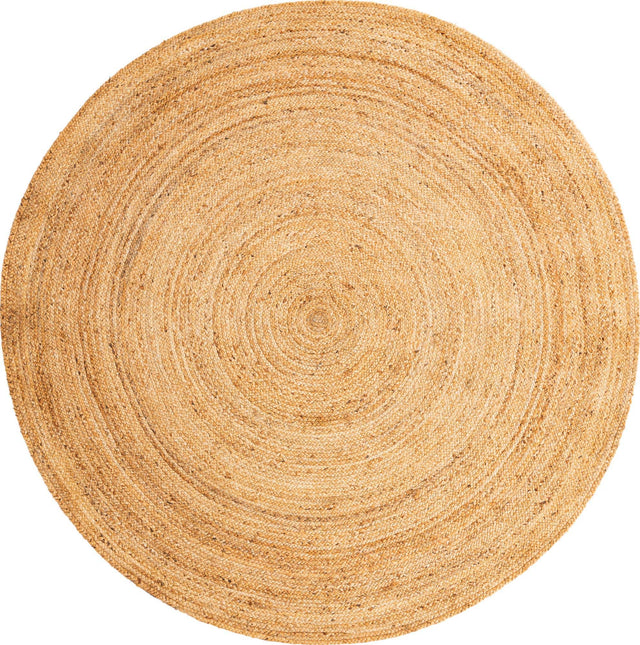 Natural 7' 10 x 7' 10 Braided Jute Luxe Round Area Rug 100% Jute Hand Braided Luxury Natural Eco-Friendly Boho Style Carpet for Living Rooms Dining Office Space Dorms for Sale at Rug Engine