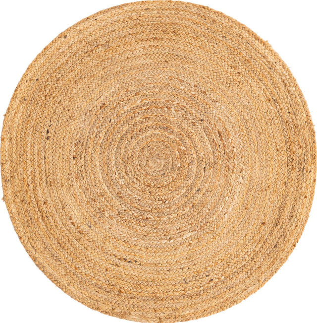 Natural 3' 3 x 3' 3 Braided Jute Luxe Round Area Rug 100% Jute Hand Braided Luxury Natural Eco-Friendly Boho Style Carpet for Living Rooms Dining Office Space Dorms for Sale at Rug Engine