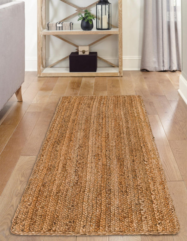 Natural 2' 2 x 6' 1 Braided Jute Luxe Runner Area Rug 100% Jute Hand Braided Luxury Natural Eco-Friendly Boho Style Carpet for Living Rooms Dining Office Space Dorms for Sale at Rug Engine