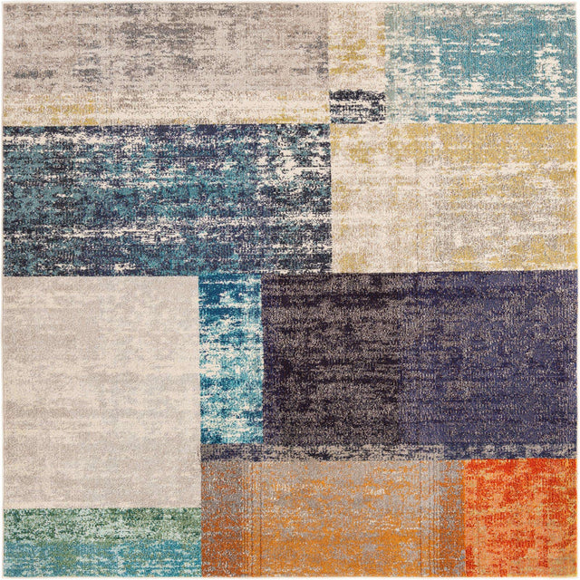 Multicolor 7' 10 x 7' 10 Vivid Square Area Rug Colorful Modern Unique Indoor Easy Clean Durable Carpet Mat for Home Interior Design & Decor for Sale at Rug Engine