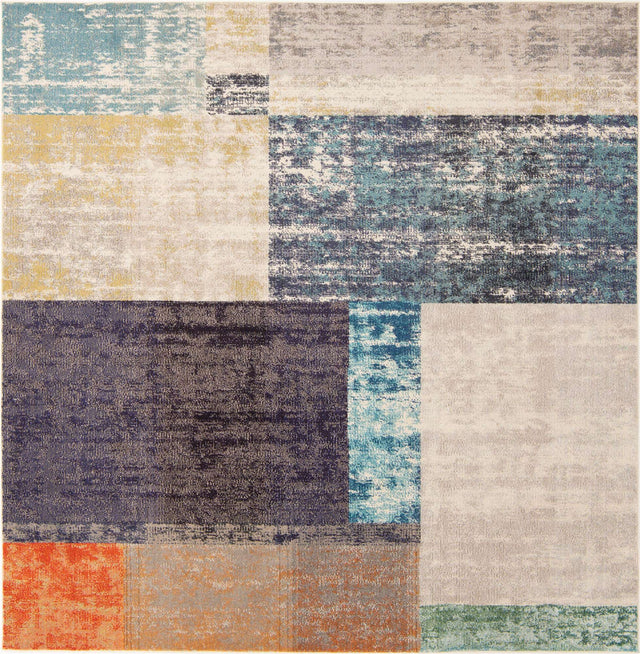 Multicolor 9' 10 x 9' 10 Vivid Square Area Rug Colorful Modern Unique Indoor Easy Clean Durable Carpet Mat for Home Interior Design & Decor for Sale at Rug Engine