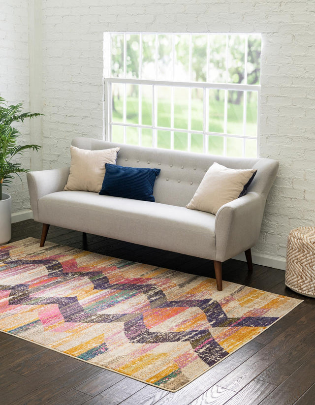 Multicolor 5' 3 x 8' Vivid Rectangle Area Rug Colorful Modern Unique Indoor Easy Clean Durable Carpet Mat for Home Interior Design & Decor for Sale at Rug Engine