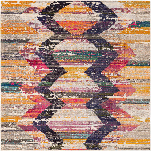 Multicolor 7' 10 x 7' 10 Vivid Square Area Rug Colorful Modern Unique Indoor Easy Clean Durable Carpet Mat for Home Interior Design & Decor for Sale at Rug Engine