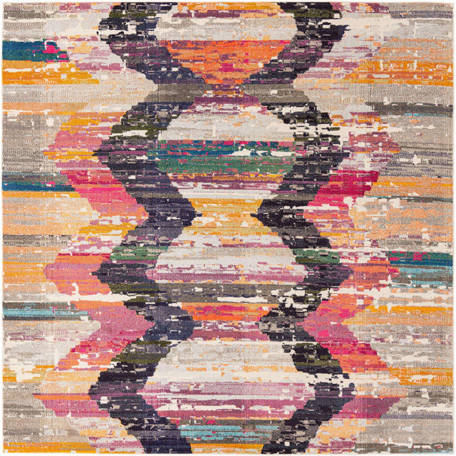 Multicolor 9' 10 x 9' 10 Vivid Square Area Rug Colorful Modern Unique Indoor Easy Clean Durable Carpet Mat for Home Interior Design & Decor for Sale at Rug Engine
