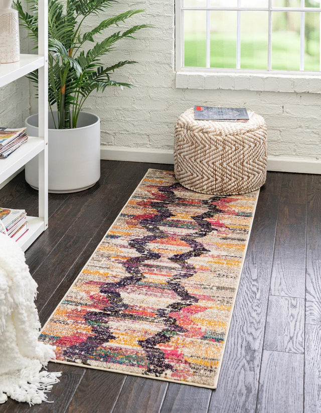 Multicolor 2' x 8' Vivid Runner Area Rug Colorful Modern Unique Indoor Easy Clean Durable Carpet Mat for Home Interior Design & Decor for Sale at Rug Engine
