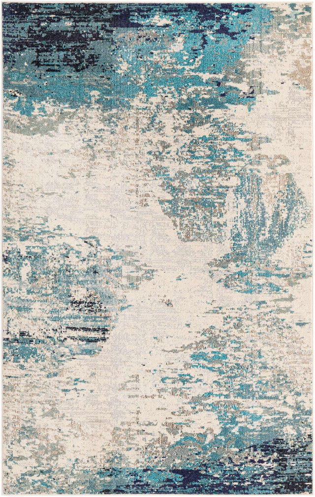 Blue 5' 3 x 8' Vivid Rectangle Area Rug Colorful Modern Unique Indoor Easy Clean Durable Carpet Mat for Home Interior Design & Decor for Sale at Rug Engine