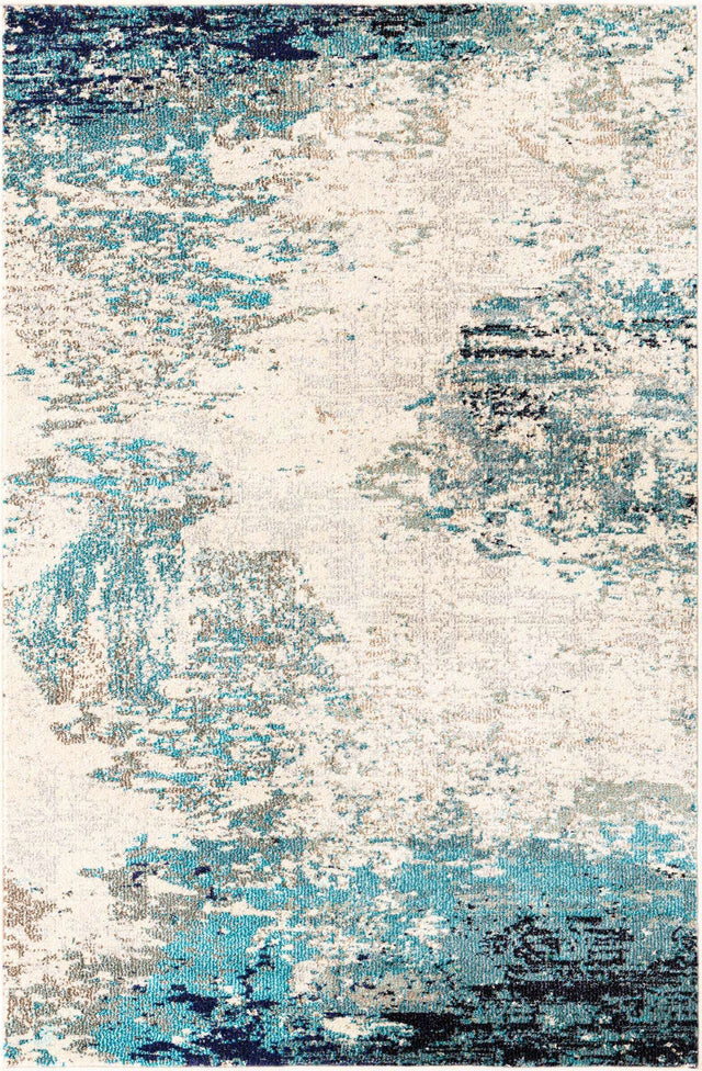 Blue 4' x 6' Vivid Rectangle Area Rug Colorful Modern Unique Indoor Easy Clean Durable Carpet Mat for Home Interior Design & Decor for Sale at Rug Engine