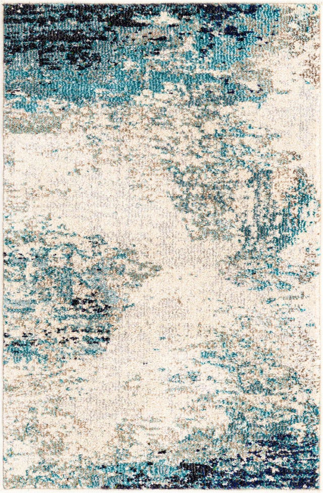 Blue 2' 2 x 3' Vivid Rectangle Area Rug Colorful Modern Unique Indoor Easy Clean Durable Carpet Mat for Home Interior Design & Decor for Sale at Rug Engine
