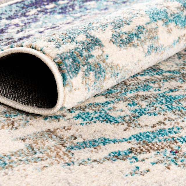 Blue 2' 7 x 12' Vivid Runner Area Rug Colorful Modern Unique Indoor Easy Clean Durable Carpet Mat for Home Interior Design & Decor for Sale at Rug Engine
