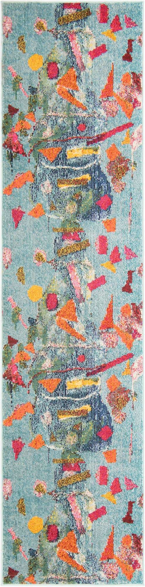 Aqua 2' x 8' Vivid Runner Area Rug Colorful Modern Unique Indoor Easy Clean Durable Carpet Mat for Home Interior Design & Decor for Sale at Rug Engine