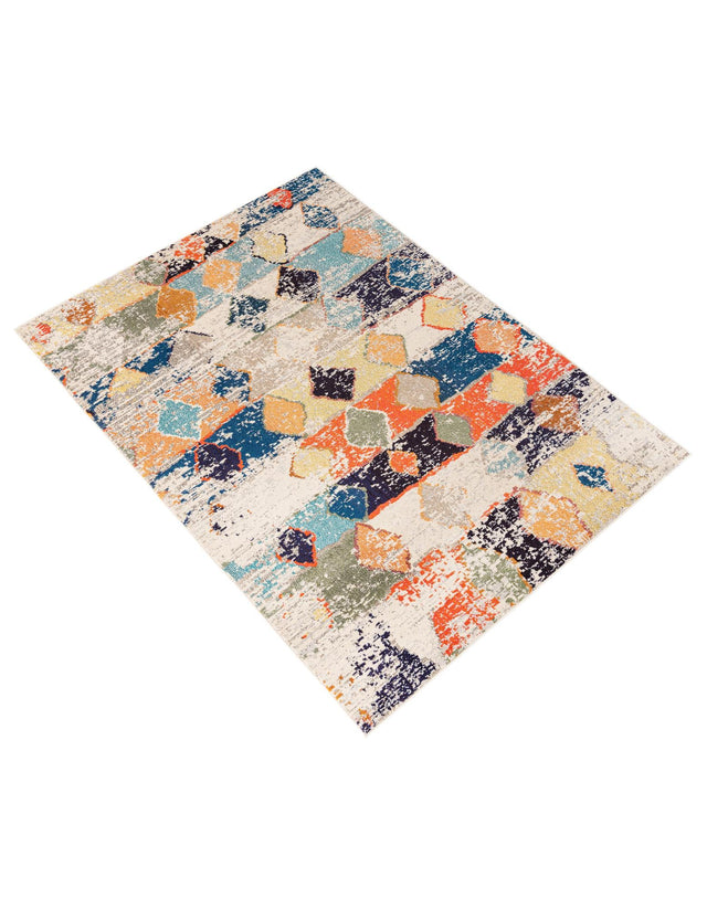 Ivory 6' x 9' Vivid Rectangle Area Rug Colorful Modern Unique Indoor Easy Clean Durable Carpet Mat for Home Interior Design & Decor for Sale at Rug Engine