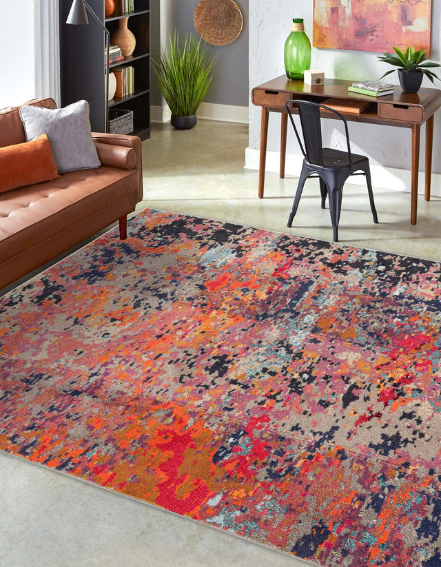 Multicolor 7' 10 x 7' 10 Vivid Square Area Rug Colorful Modern Unique Indoor Easy Clean Durable Carpet Mat for Home Interior Design & Decor for Sale at Rug Engine