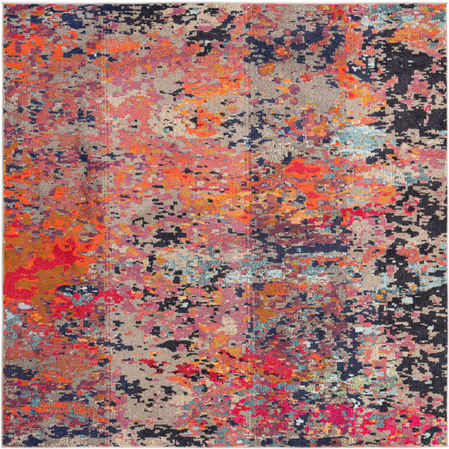 Multicolor 7' 10 x 7' 10 Vivid Square Area Rug Colorful Modern Unique Indoor Easy Clean Durable Carpet Mat for Home Interior Design & Decor for Sale at Rug Engine