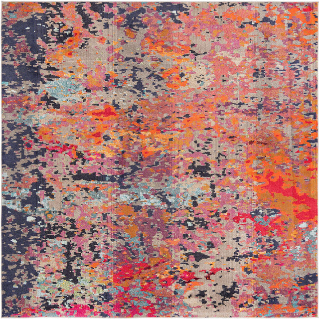 Multicolor 9' 10 x 9' 10 Vivid Square Area Rug Colorful Modern Unique Indoor Easy Clean Durable Carpet Mat for Home Interior Design & Decor for Sale at Rug Engine