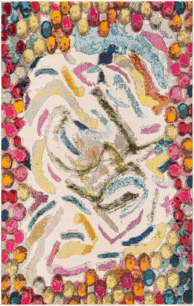 Multicolor 5' 3 x 8' Vivid Rectangle Area Rug Colorful Modern Unique Indoor Easy Clean Durable Carpet Mat for Home Interior Design & Decor for Sale at Rug Engine