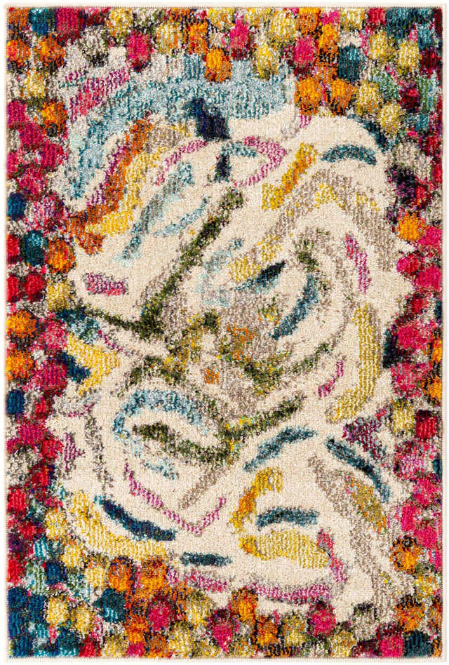 Multicolor 2' 2 x 3' Vivid Rectangle Area Rug Colorful Modern Unique Indoor Easy Clean Durable Carpet Mat for Home Interior Design & Decor for Sale at Rug Engine