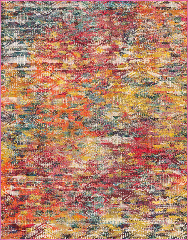 Multicolor 7' 10 x 10' Vivid Rectangle Area Rug Colorful Modern Unique Indoor Easy Clean Durable Carpet Mat for Home Interior Design & Decor for Sale at Rug Engine