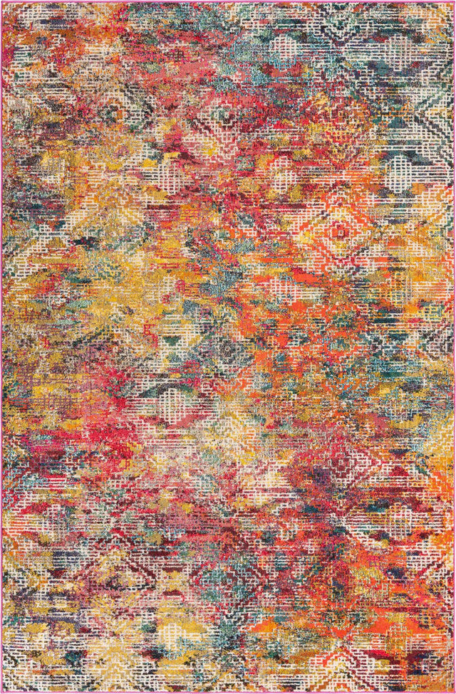 Multicolor 6' x 9' Vivid Rectangle Area Rug Colorful Modern Unique Indoor Easy Clean Durable Carpet Mat for Home Interior Design & Decor for Sale at Rug Engine