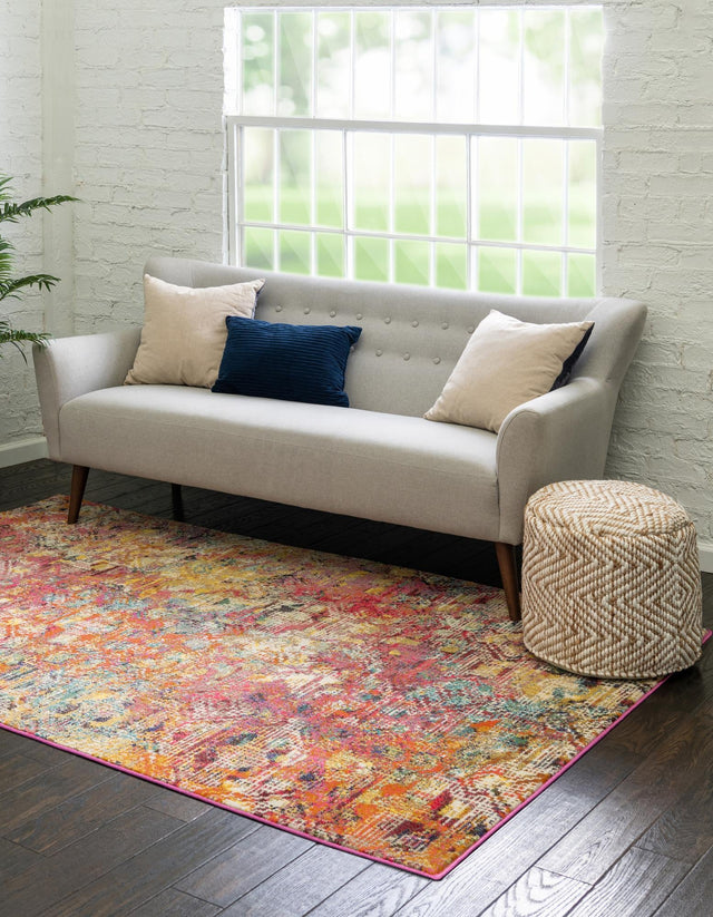 Multicolor 5' 3 x 8' Vivid Rectangle Area Rug Colorful Modern Unique Indoor Easy Clean Durable Carpet Mat for Home Interior Design & Decor for Sale at Rug Engine