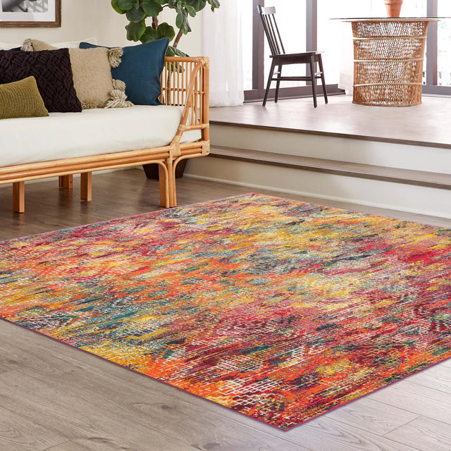 Multicolor 9' 10 x 9' 10 Vivid Square Area Rug Colorful Modern Unique Indoor Easy Clean Durable Carpet Mat for Home Interior Design & Decor for Sale at Rug Engine