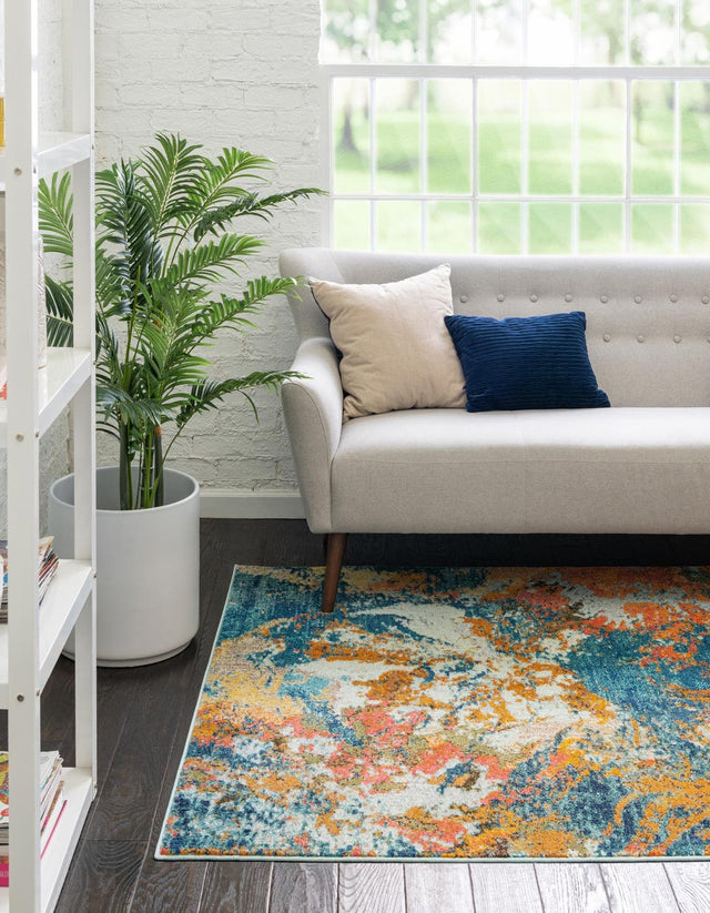 Multicolor 9' 10 x 14' Vivid Rectangle Area Rug Colorful Modern Unique Indoor Easy Clean Durable Carpet Mat for Home Interior Design & Decor for Sale at Rug Engine