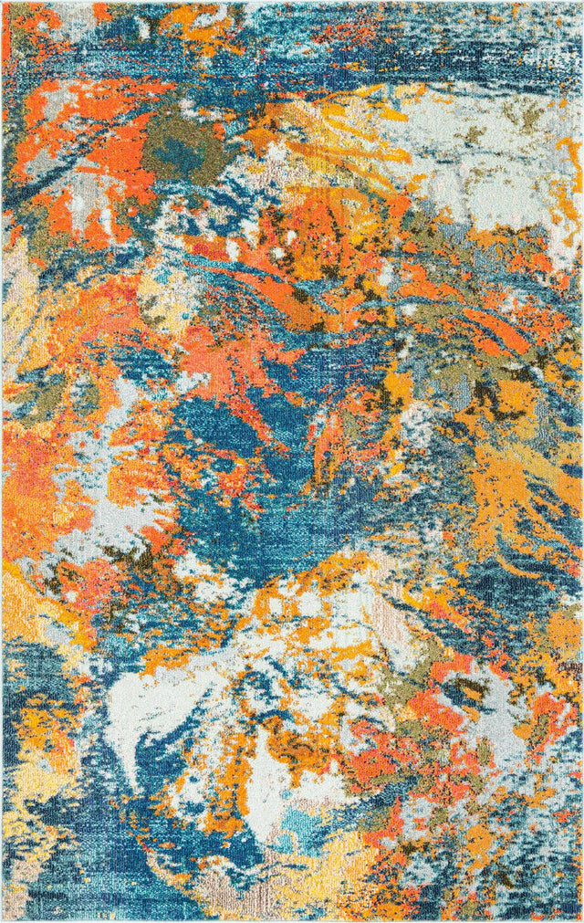 Multicolor 5' 3 x 8' Vivid Rectangle Area Rug Colorful Modern Unique Indoor Easy Clean Durable Carpet Mat for Home Interior Design & Decor for Sale at Rug Engine